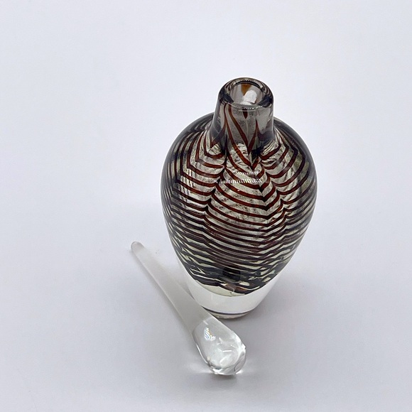 MICHAEL NOUROT GLASS ART STUDIO PULLED FEATHER PERFUME BOTTLE - Picture 3 of 6